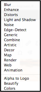 GIMP filter menu