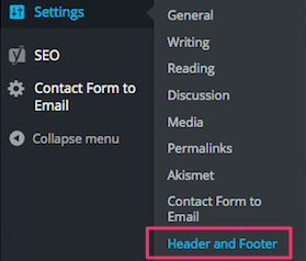 Settings - Header and Footer