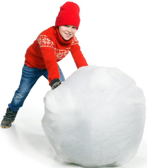 Snowball pushed by boy