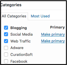 Categories blogging etc