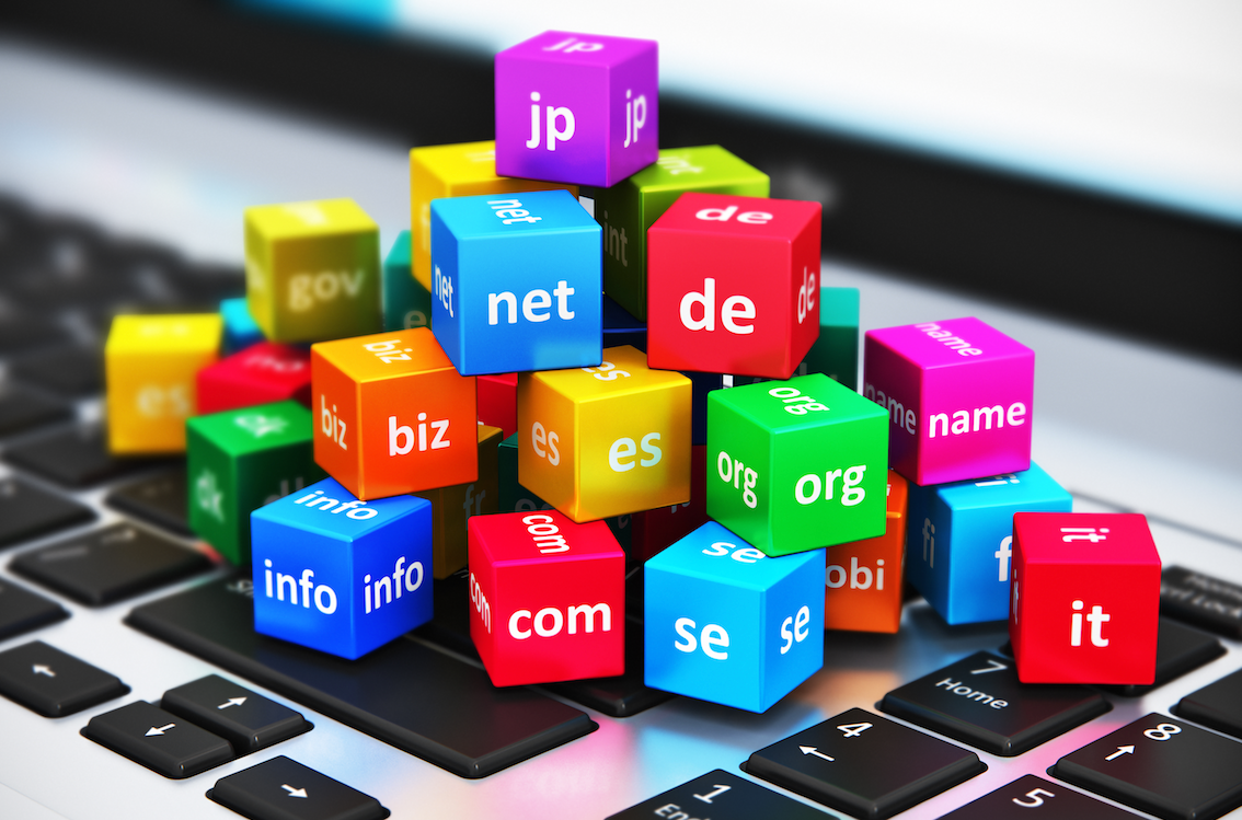 domain registration Domain name extensions on keyboard